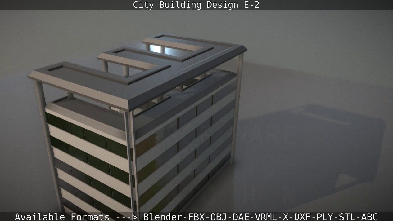 City Building Design E-2  Low-poly 3D model_24