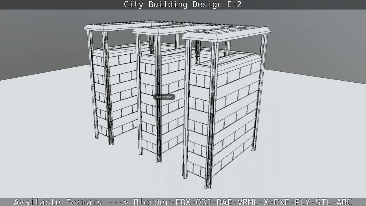 City Building Design E-2  Low-poly 3D model_59