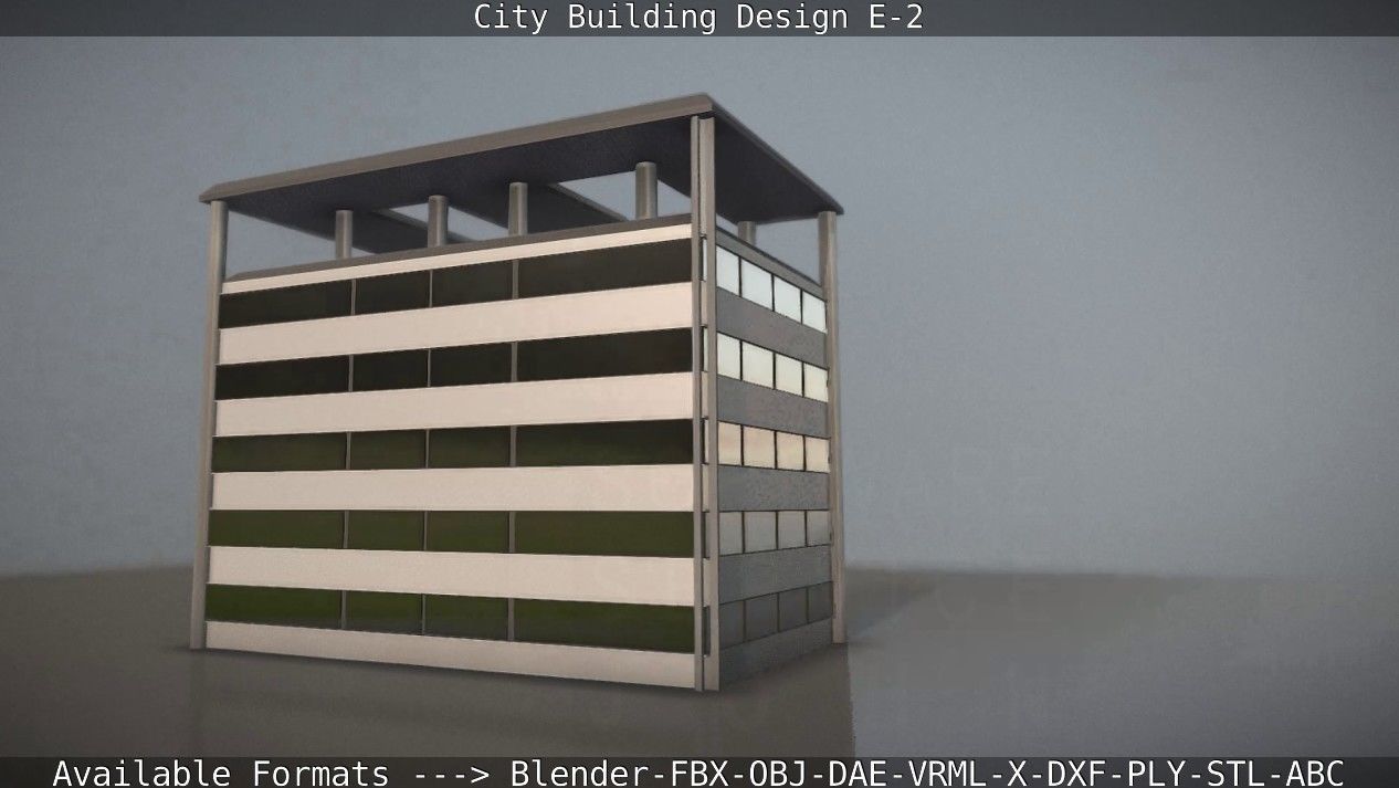 City Building Design E-2  Low-poly 3D model_21