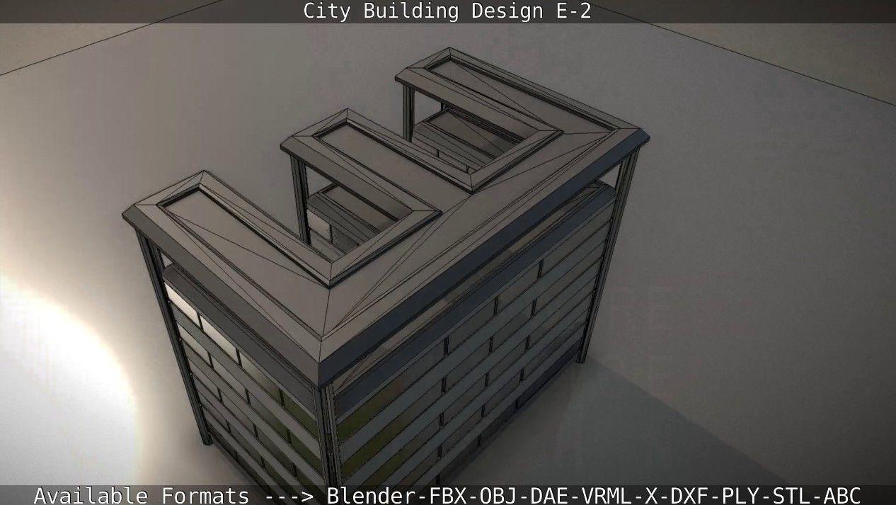 City Building Design E-2  Low-poly 3D model_93
