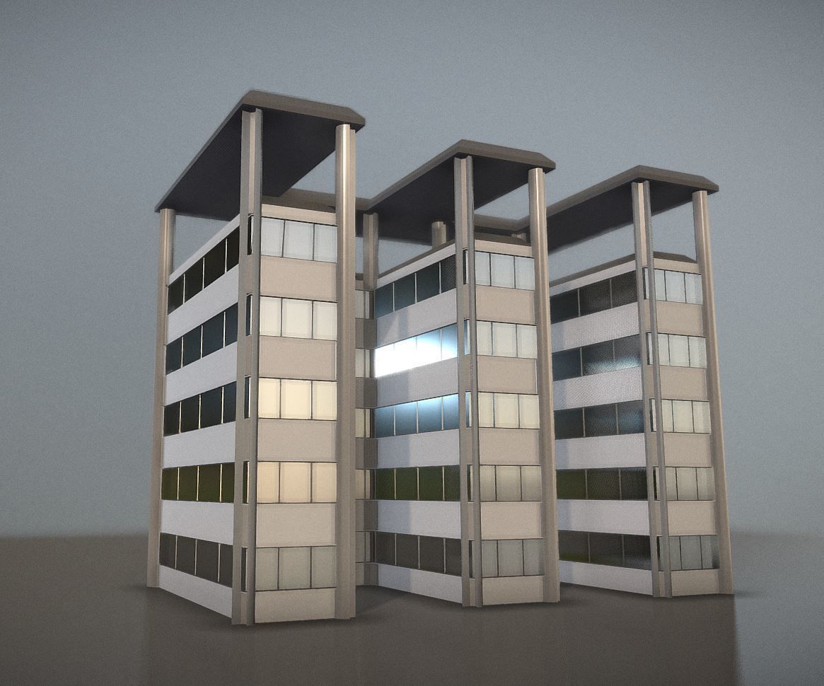 City Building Design E-2  Low-poly 3D model_3
