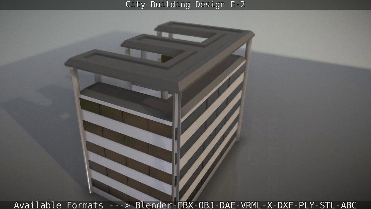 City Building Design E-2  Low-poly 3D model_26