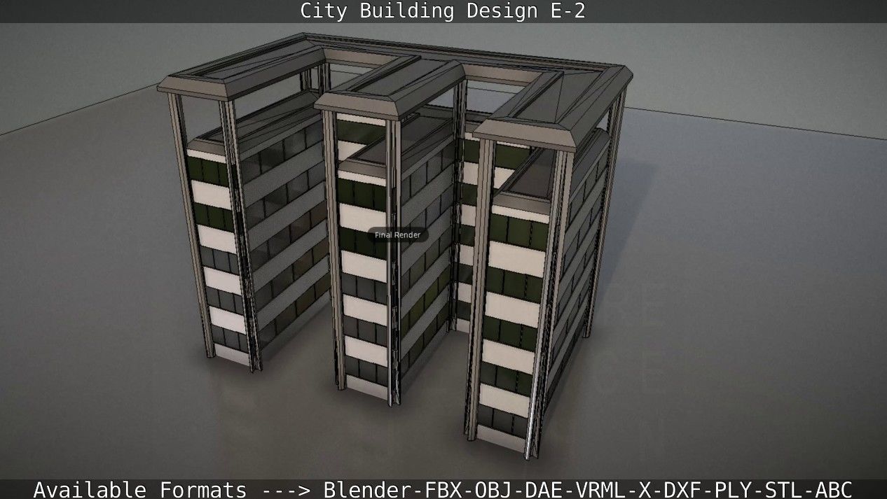 City Building Design E-2  Low-poly 3D model_71