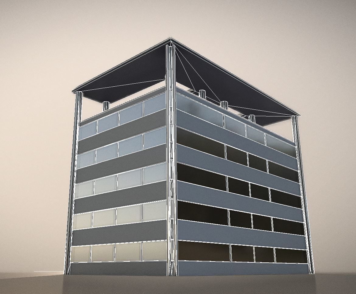 City Building Design E-2  Low-poly 3D model_7