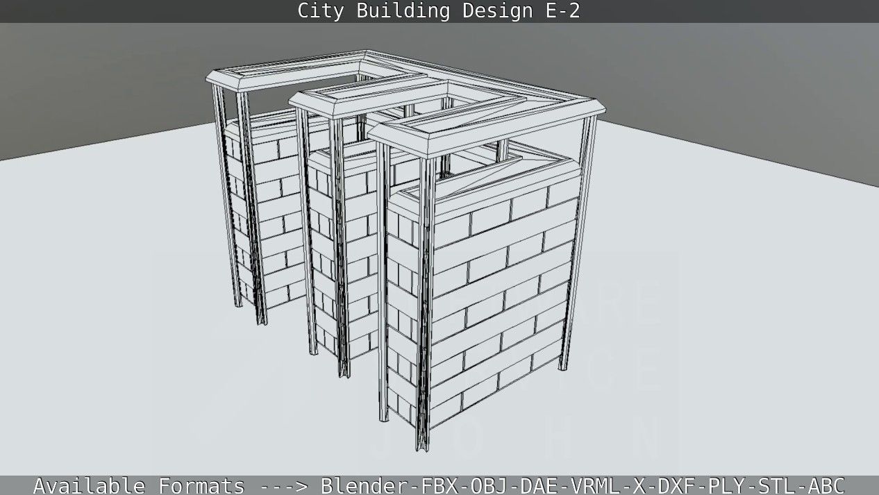 City Building Design E-2  Low-poly 3D model_62