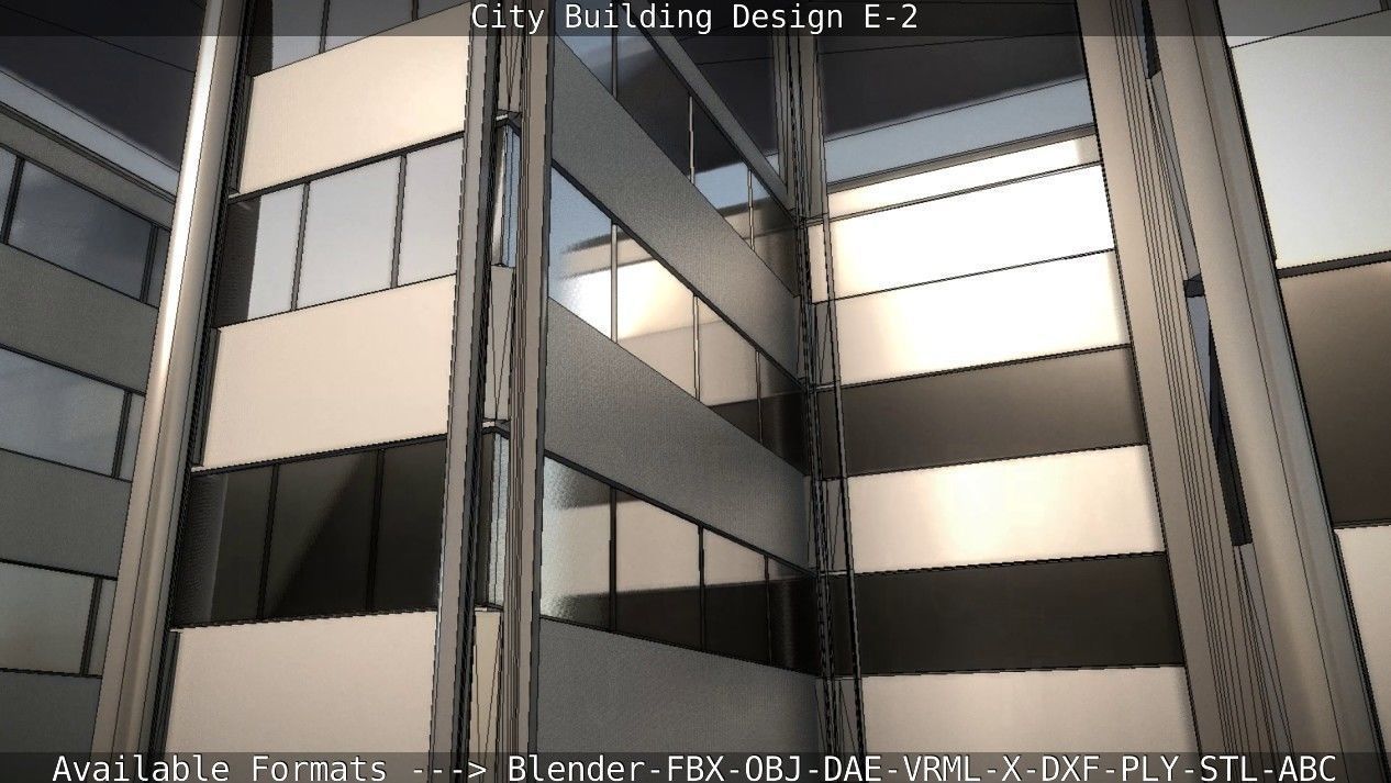 City Building Design E-2  Low-poly 3D model_44