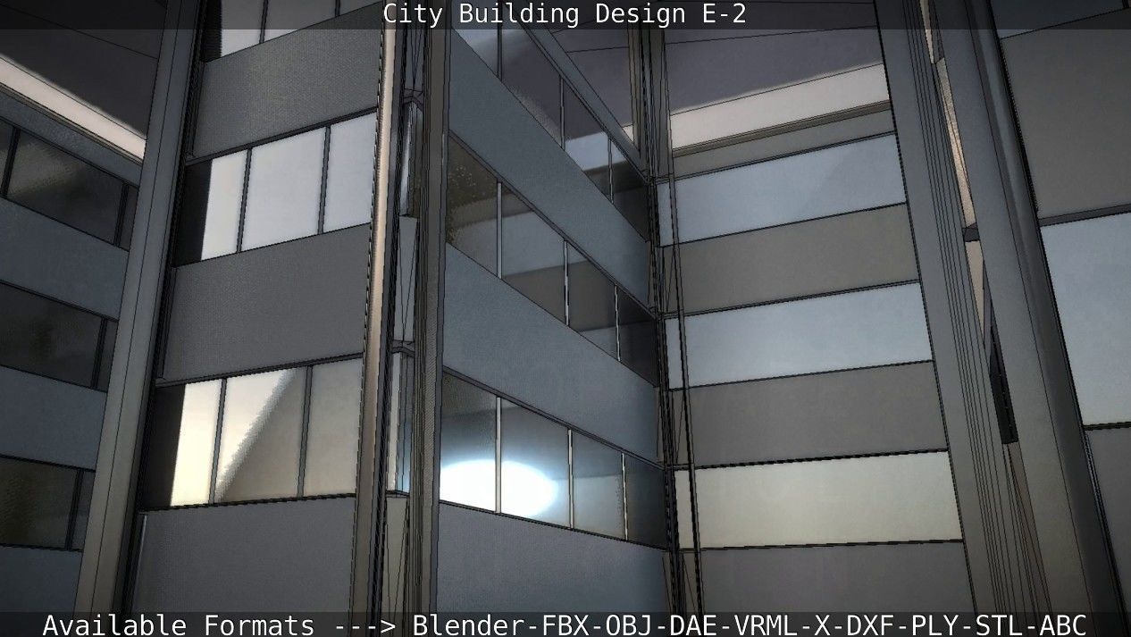 City Building Design E-2  Low-poly 3D model_43