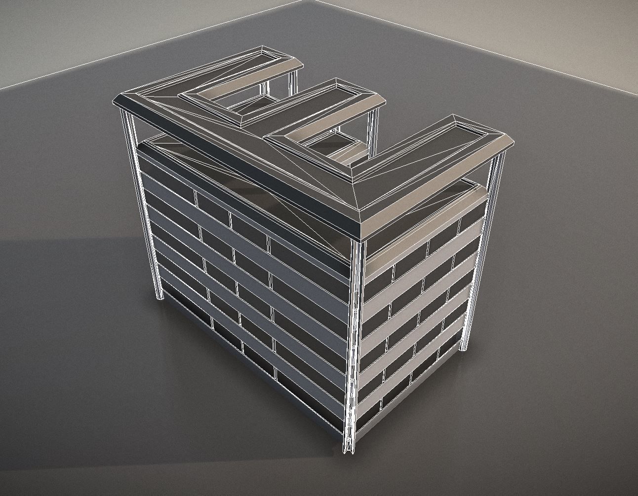 City Building Design E-2  Low-poly 3D model_11