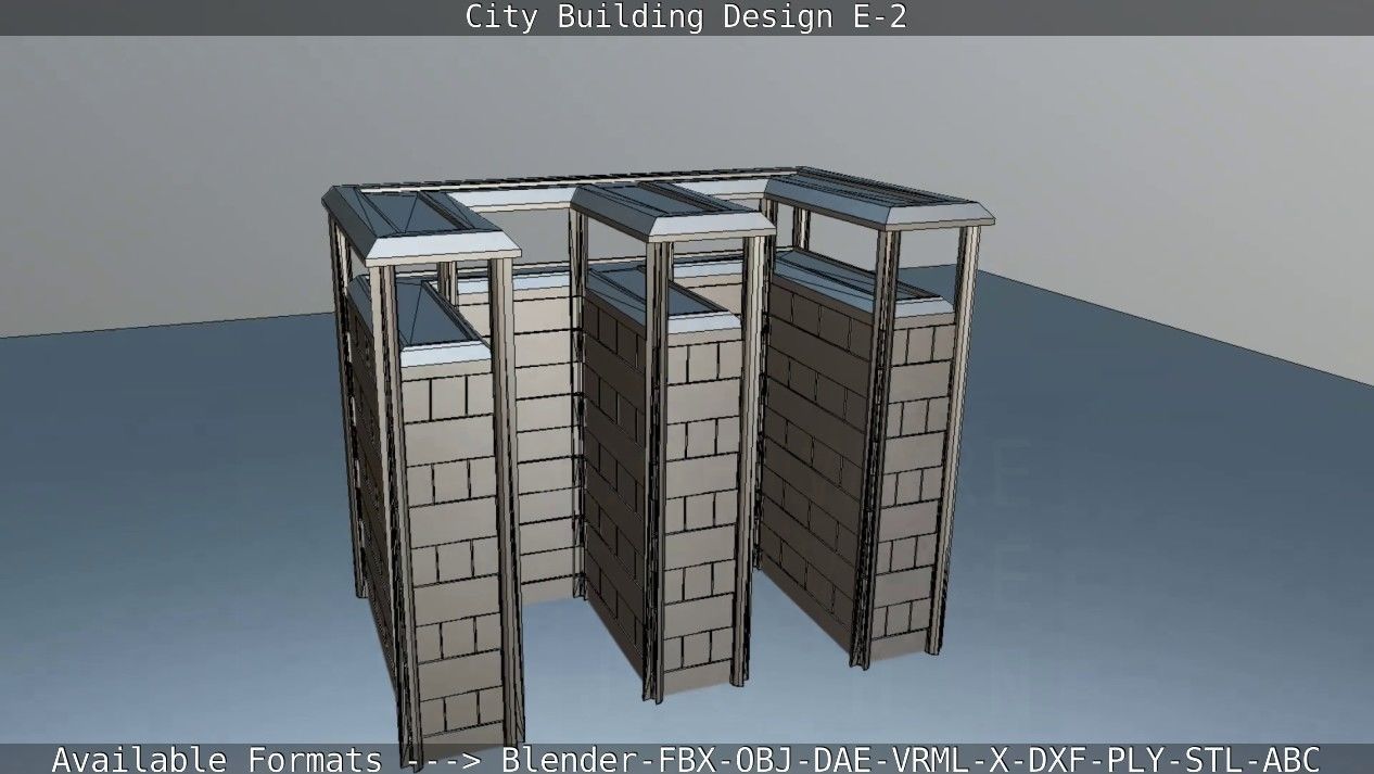 City Building Design E-2  Low-poly 3D model_55