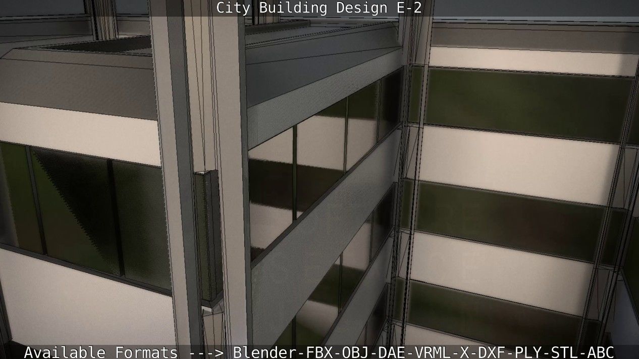 City Building Design E-2  Low-poly 3D model_46