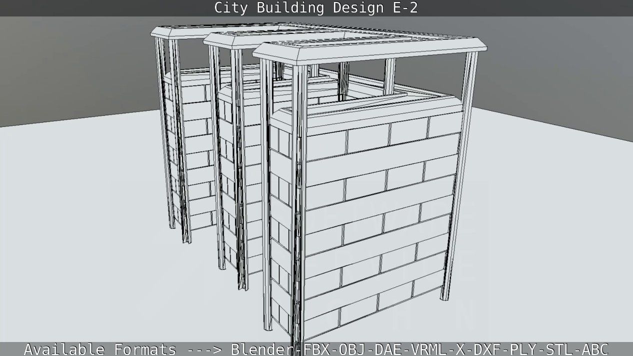 City Building Design E-2  Low-poly 3D model_61