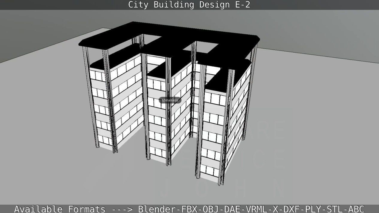 City Building Design E-2  Low-poly 3D model_65