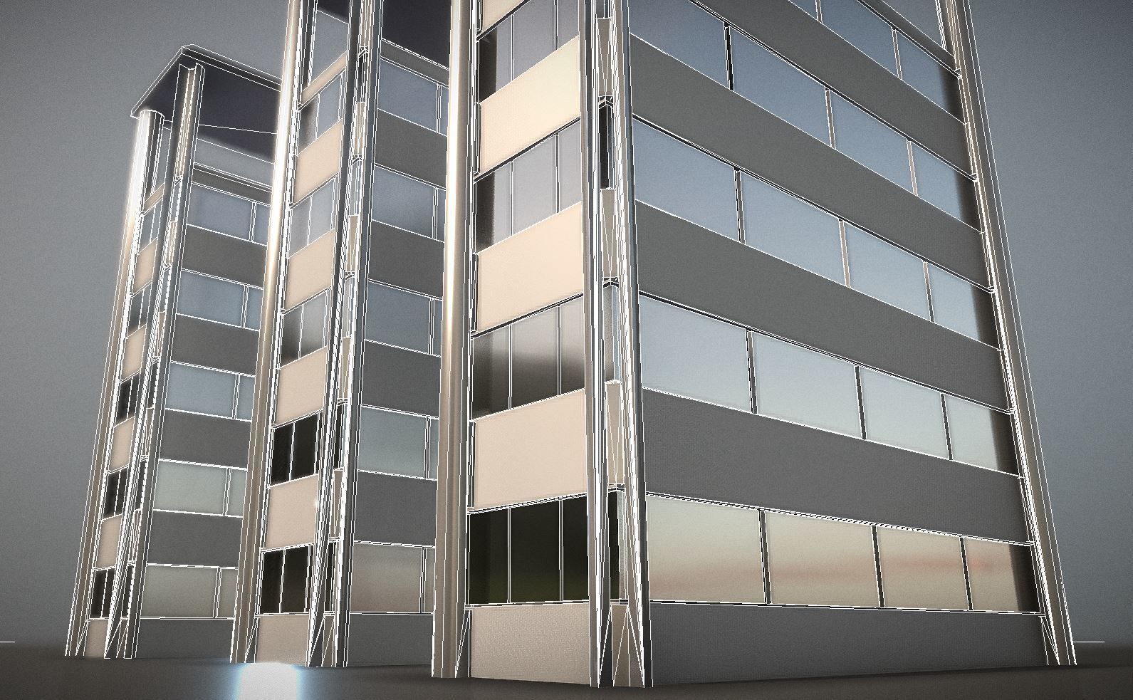 City Building Design E-2  Low-poly 3D model_13