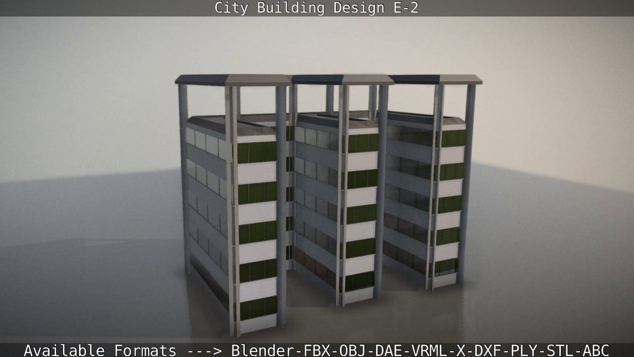 City Building Design E-2  Low-poly 3D model_15
