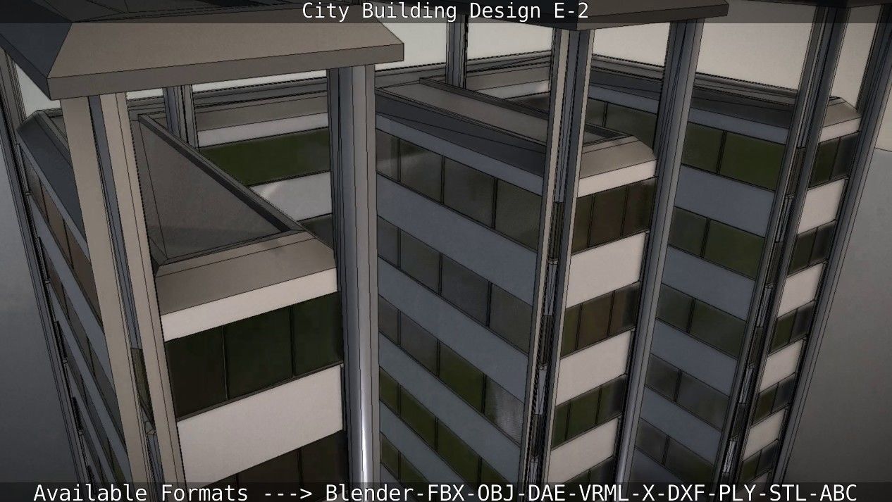 City Building Design E-2  Low-poly 3D model_38