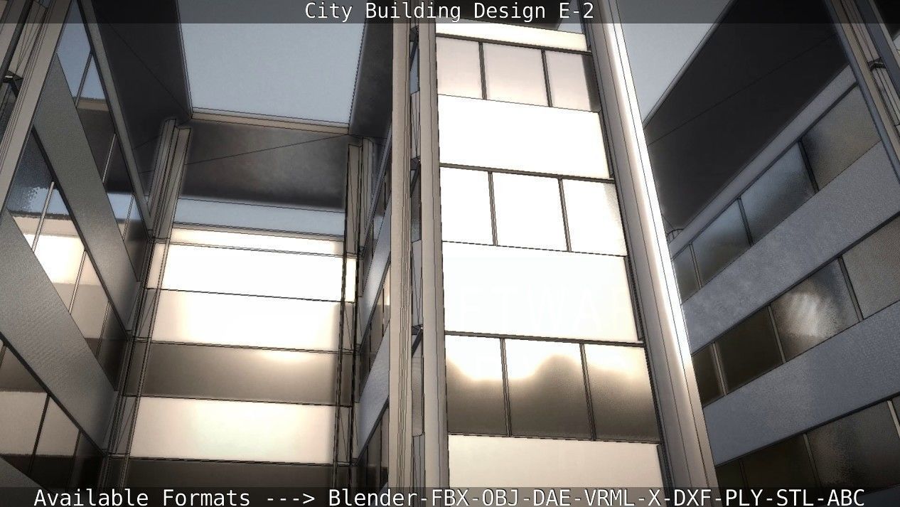 City Building Design E-2  Low-poly 3D model_84