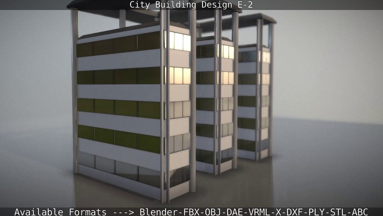 City Building Design E-2  Low-poly 3D model_76