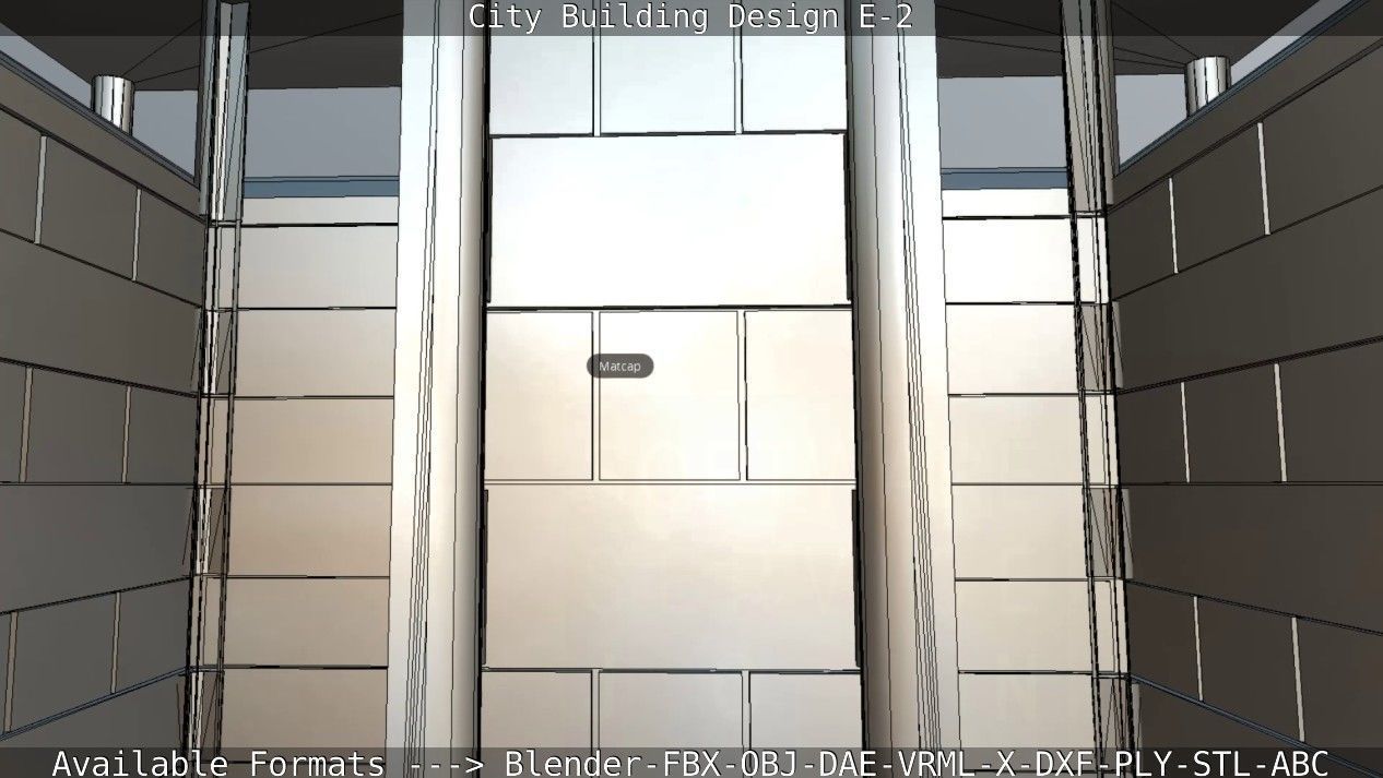 City Building Design E-2  Low-poly 3D model_53