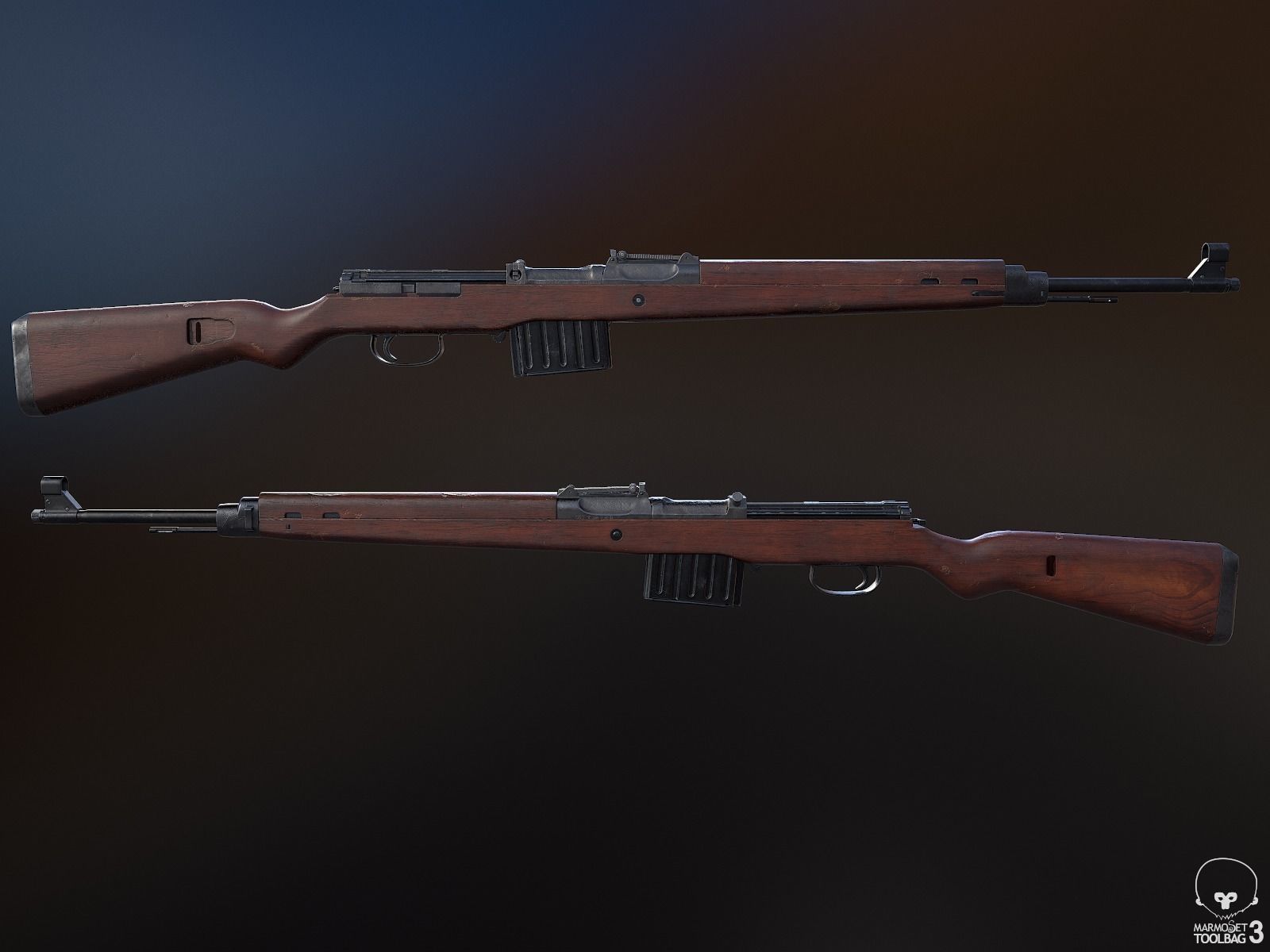 Gewehr 43 Rifle Low-poly 3D model_2