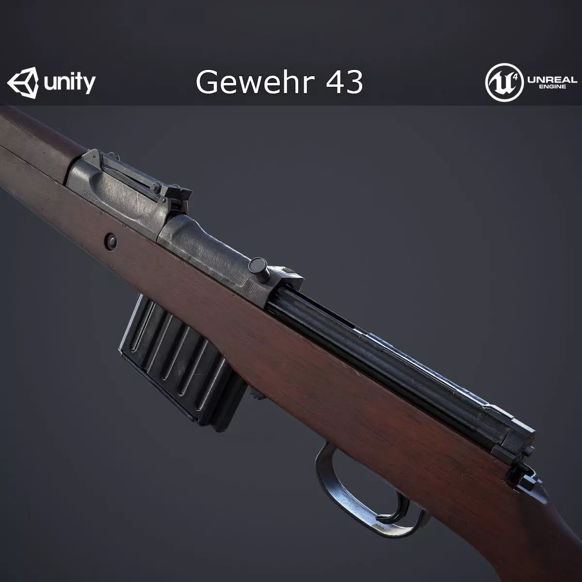 Gewehr 43 Rifle Low-poly 3D model_0