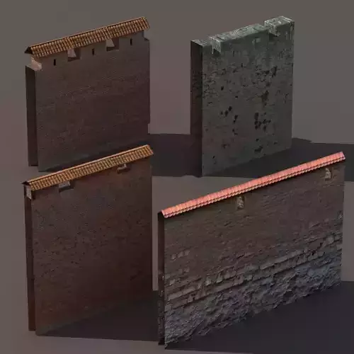 Castle Walls Low Poly 3d Model