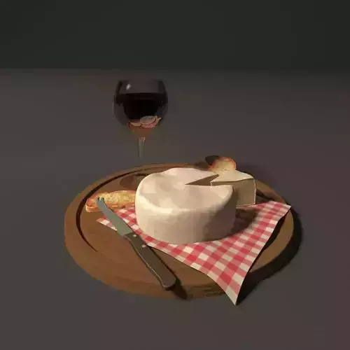 plate with wine and cheese