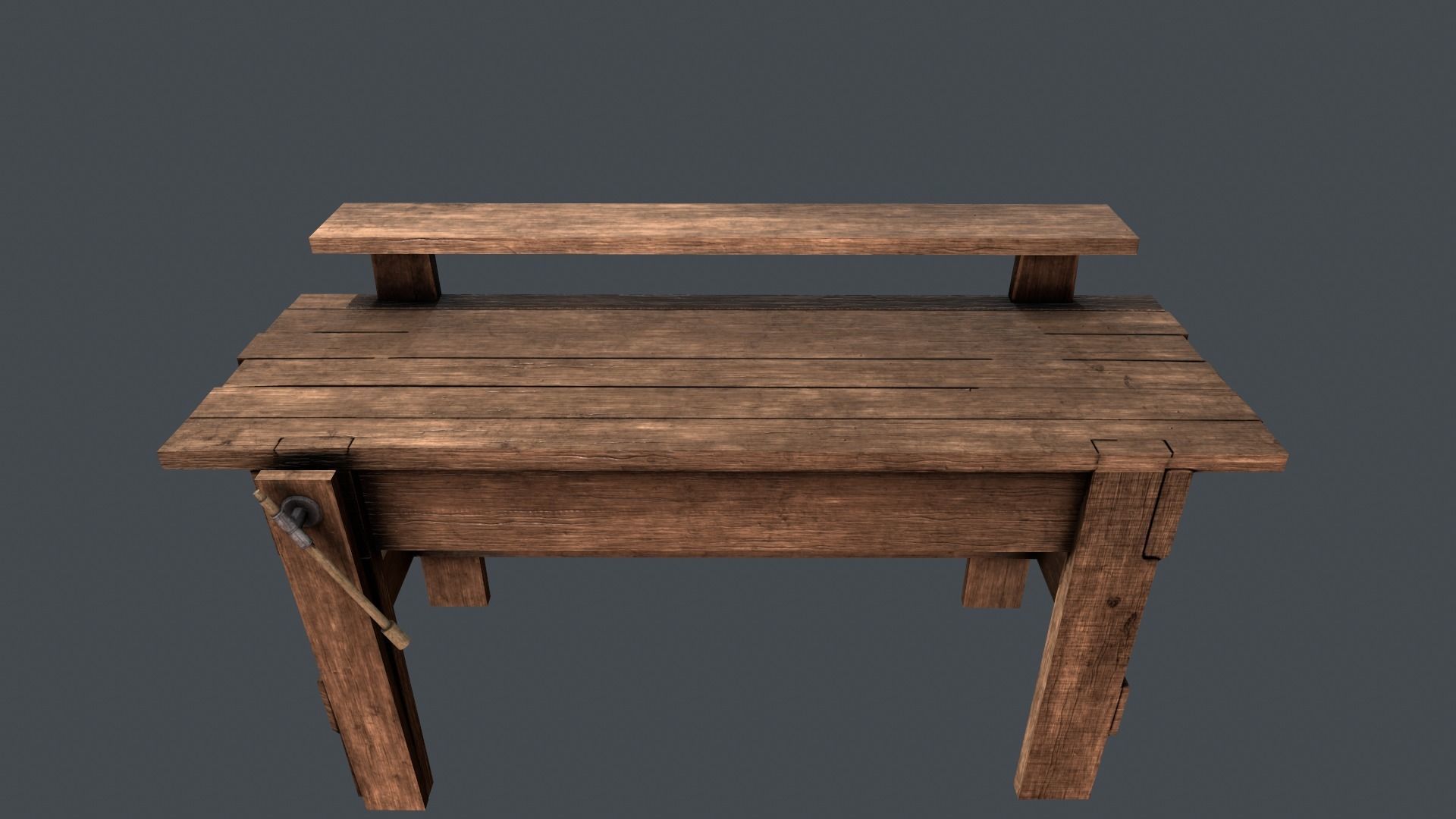 LowPoly WorkBench wooden Low-poly 3D model_3