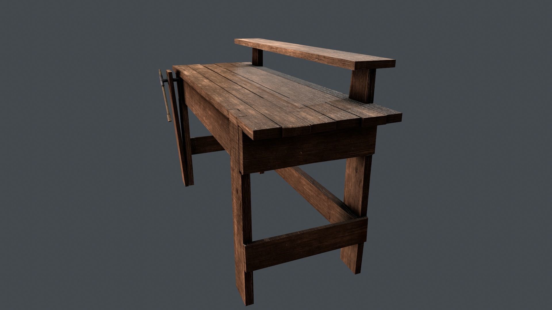 LowPoly WorkBench wooden Low-poly 3D model_4