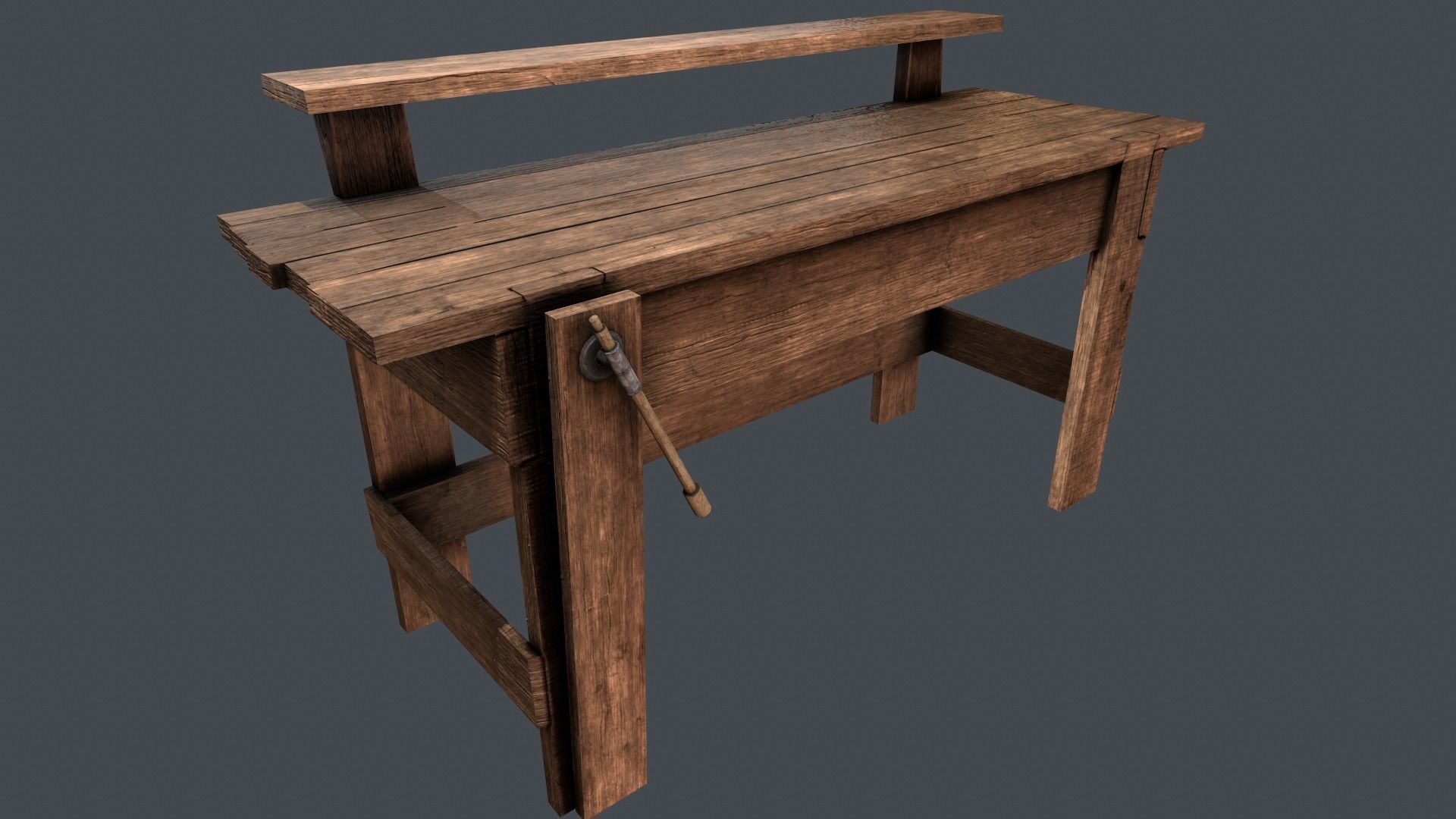 LowPoly WorkBench wooden Low-poly 3D model_1