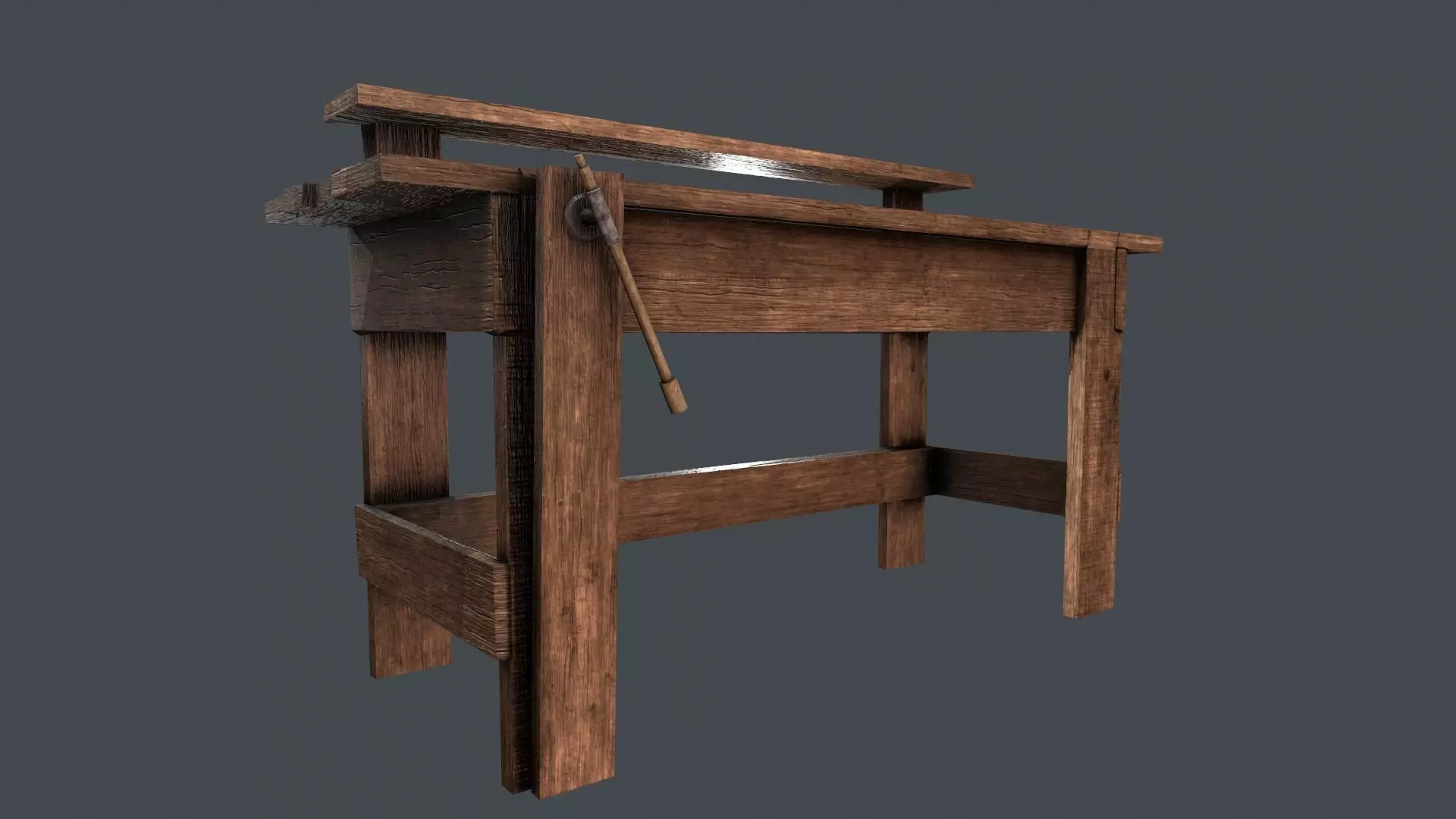 LowPoly WorkBench wooden Low-poly 3D model_0