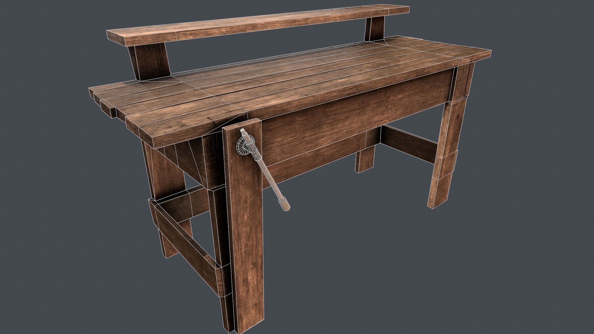 LowPoly WorkBench wooden Low-poly 3D model_2