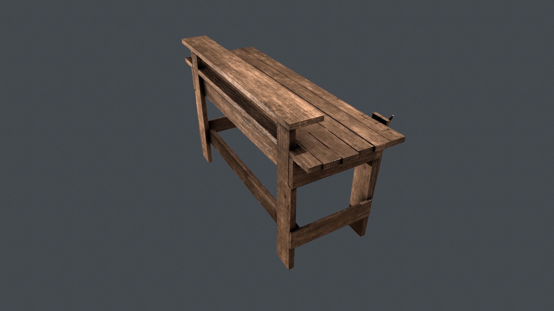 LowPoly WorkBench wooden Low-poly 3D model_5