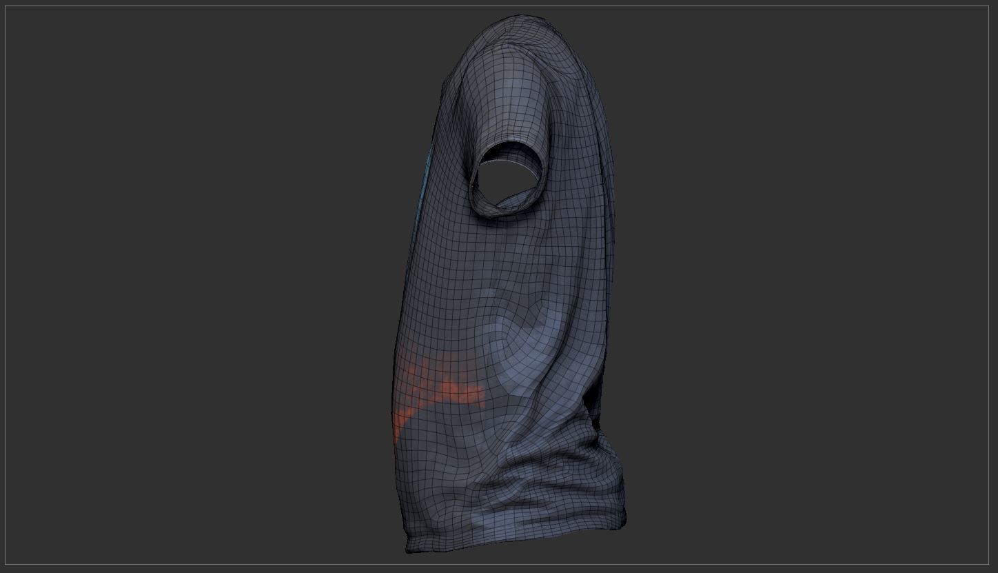 Blue shirt Low-poly 3D model_6