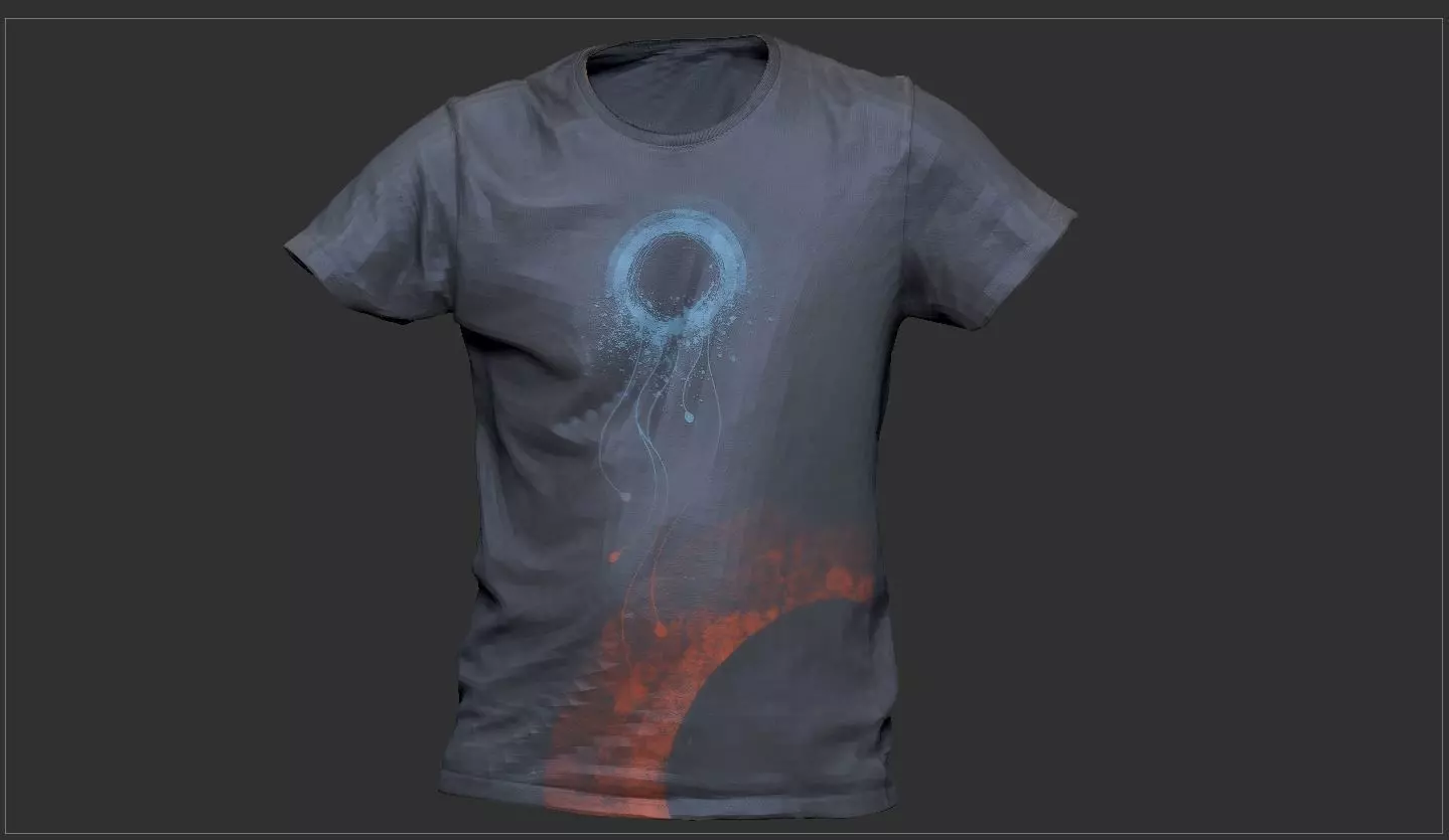 Blue shirt Low-poly 3D model_0