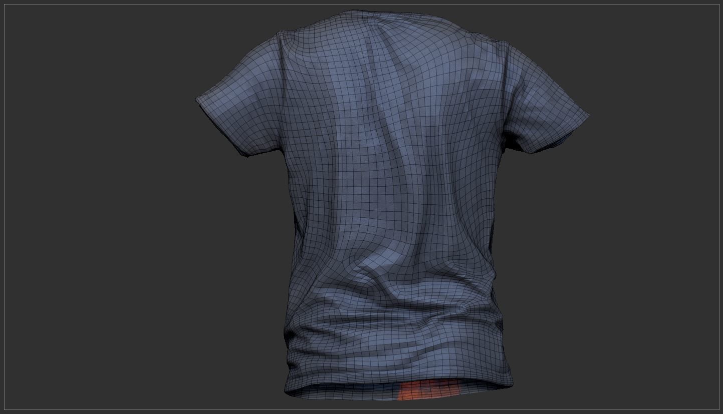 Blue shirt Low-poly 3D model_7