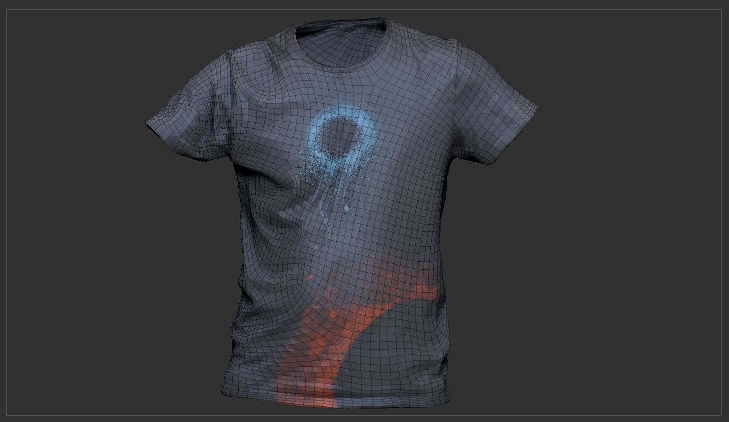 Blue shirt Low-poly 3D model_1