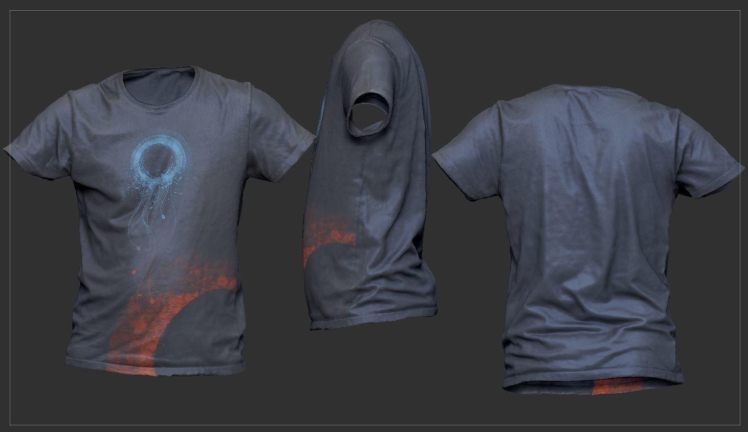 Blue shirt Low-poly 3D model_2