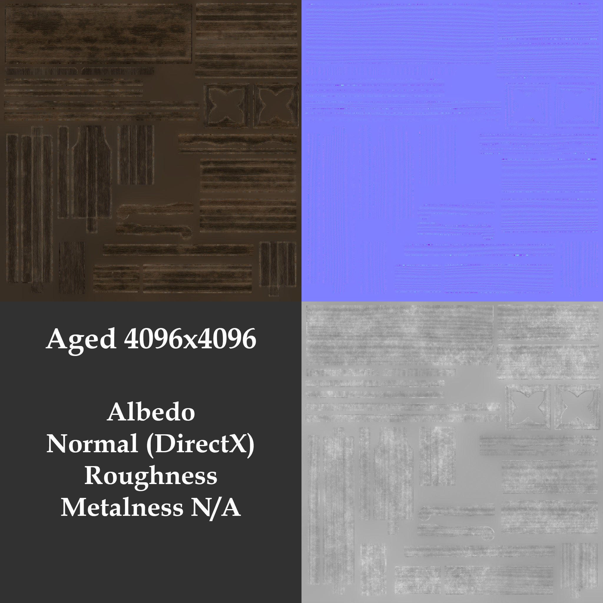 Antique Wooden Benches Low-poly 3D model_16