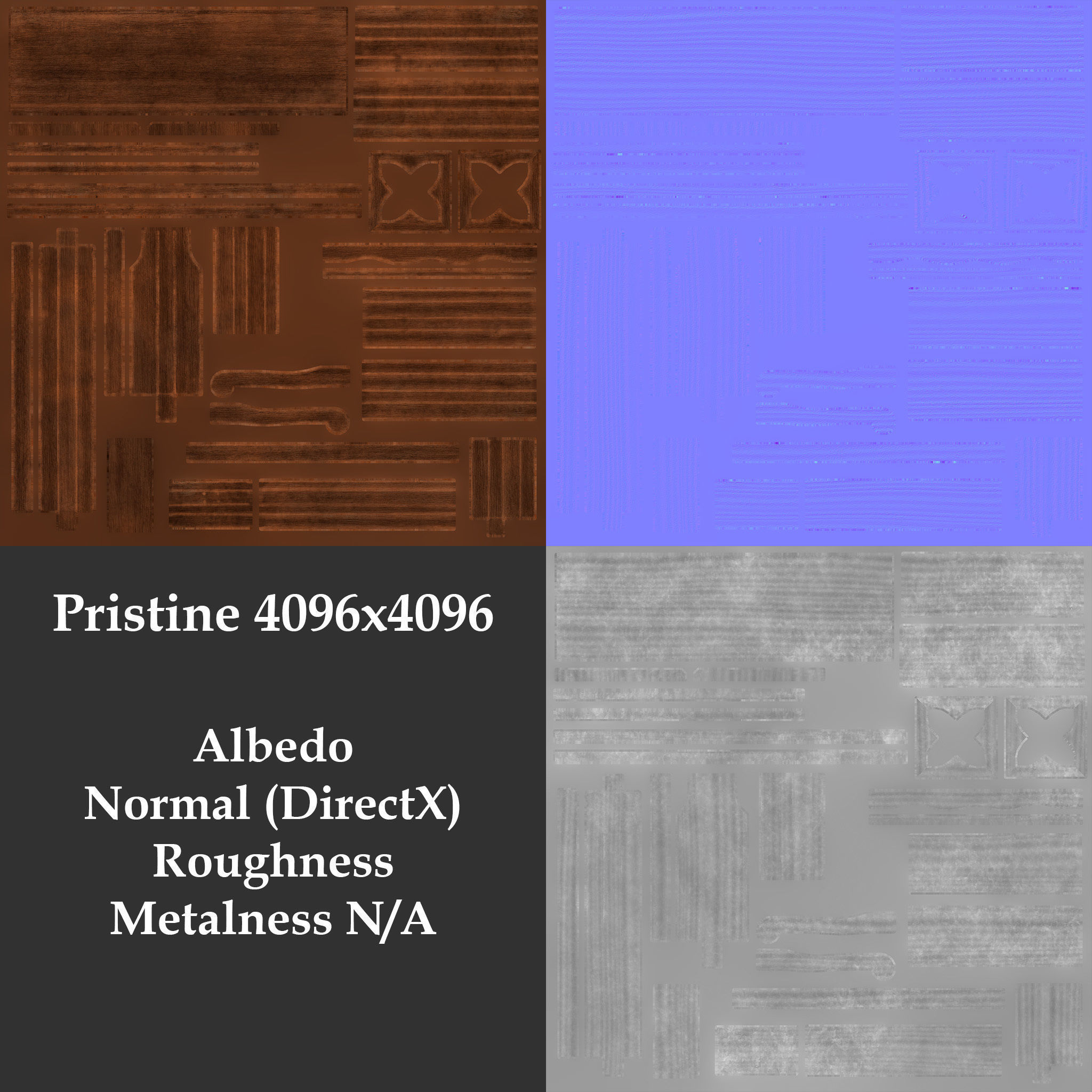 Antique Wooden Benches Low-poly 3D model_15