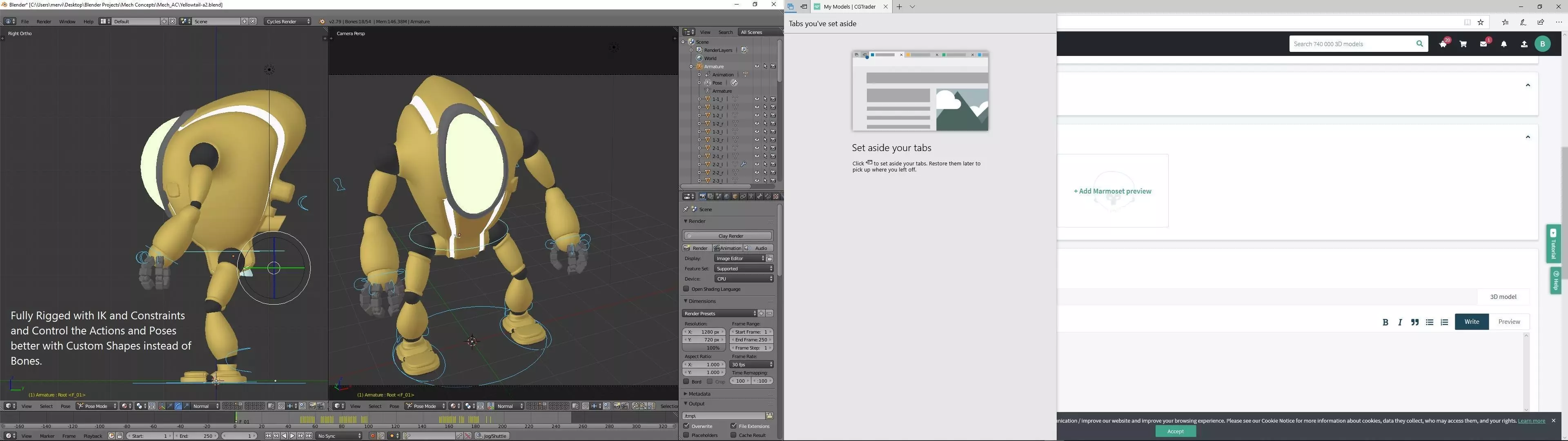 Custom Rigged Mech Low-poly 3D model_0