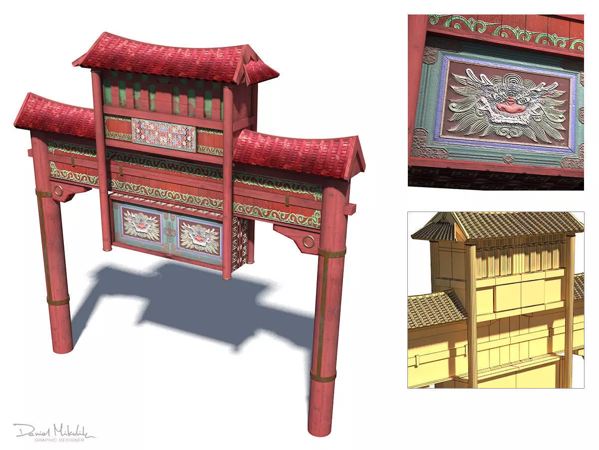 China Town Portal Low-poly 3D model