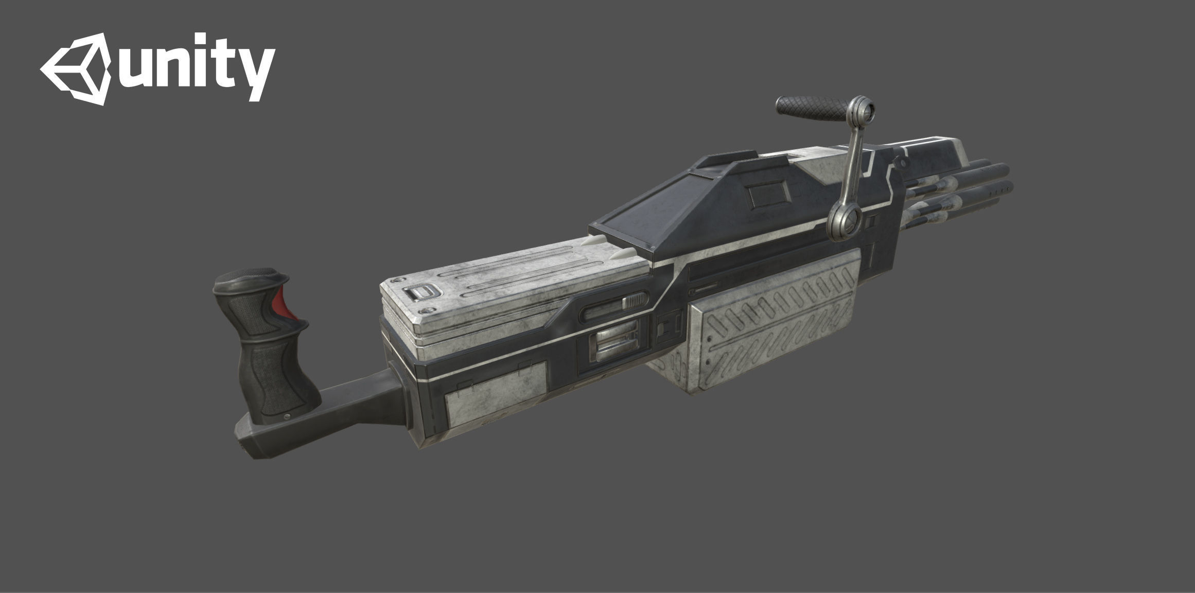 Futuristic minigun heavy weapon Low-poly 3D model_14