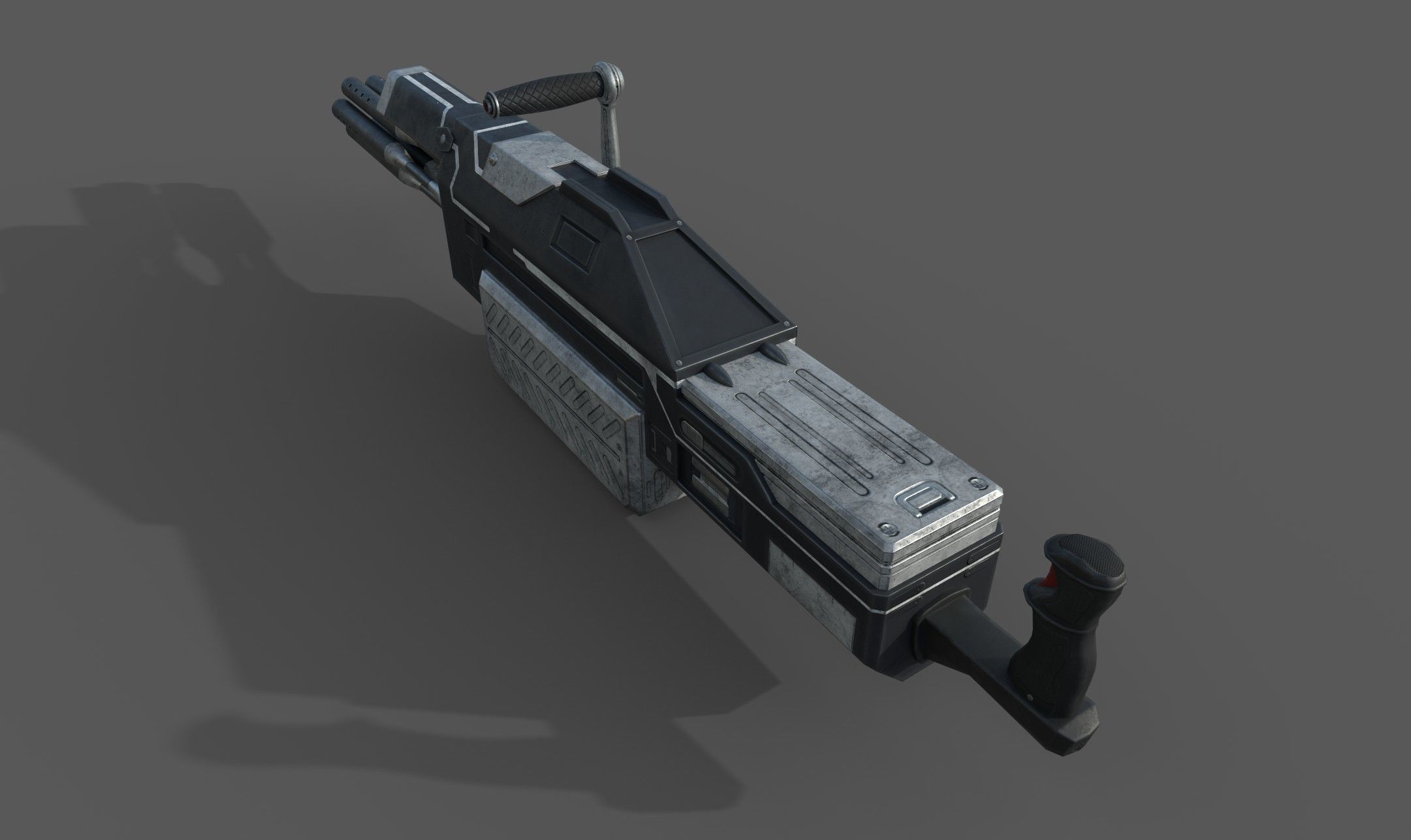 Futuristic minigun heavy weapon Low-poly 3D model_3