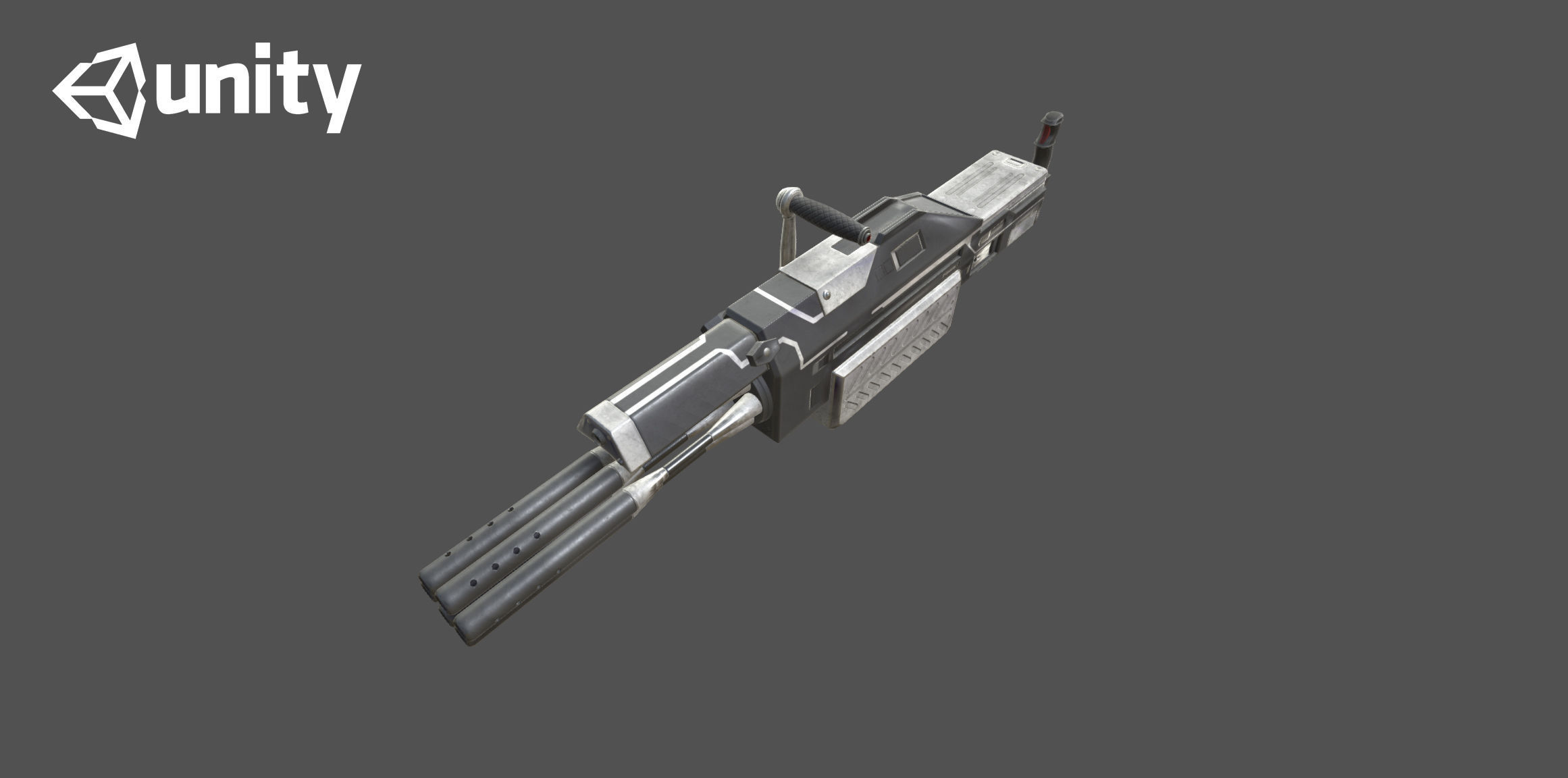 Futuristic minigun heavy weapon Low-poly 3D model_13