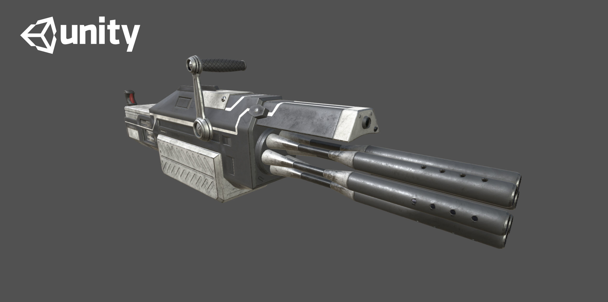 Futuristic minigun heavy weapon Low-poly 3D model_11