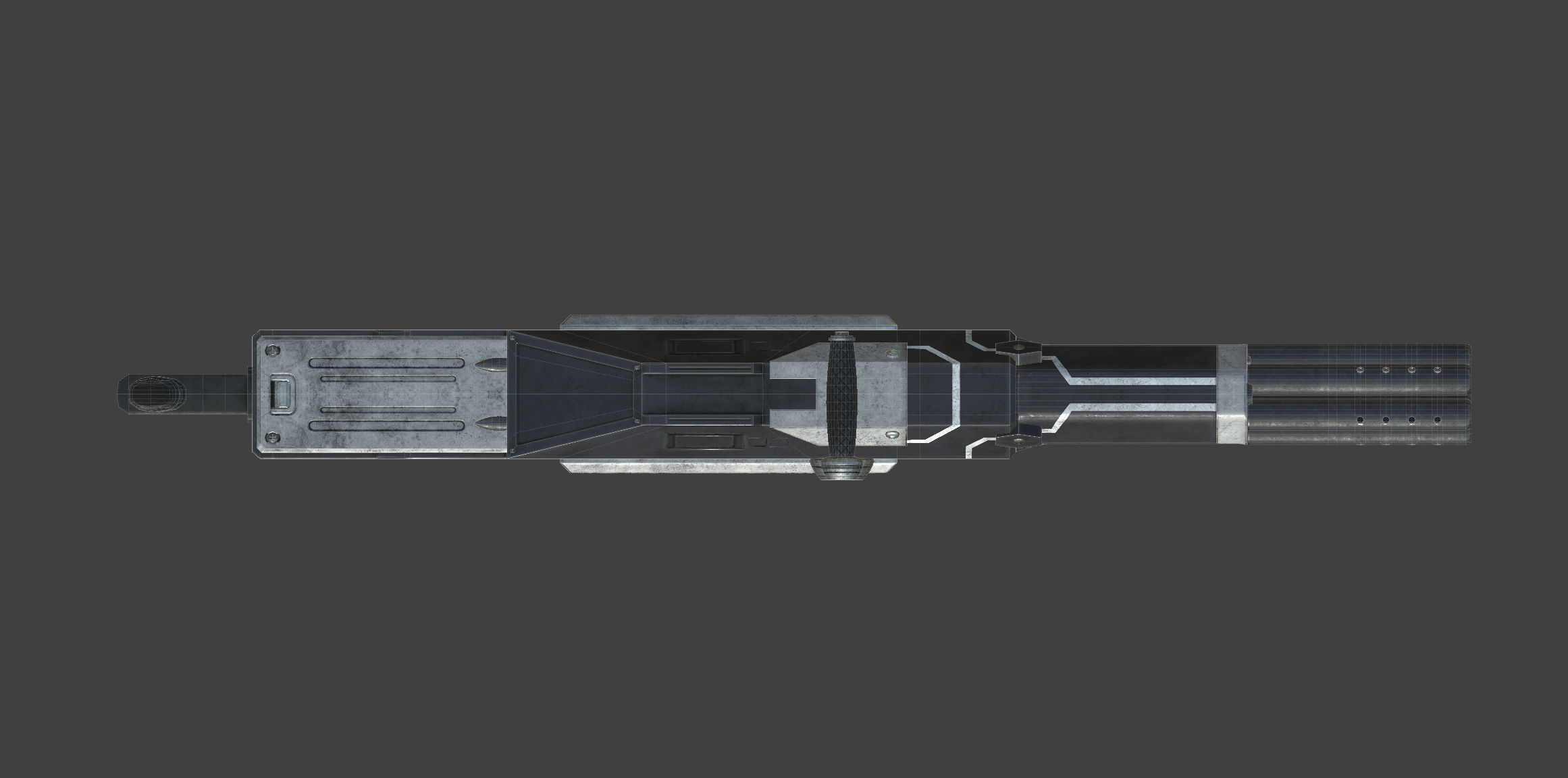 Futuristic minigun heavy weapon Low-poly 3D model_21