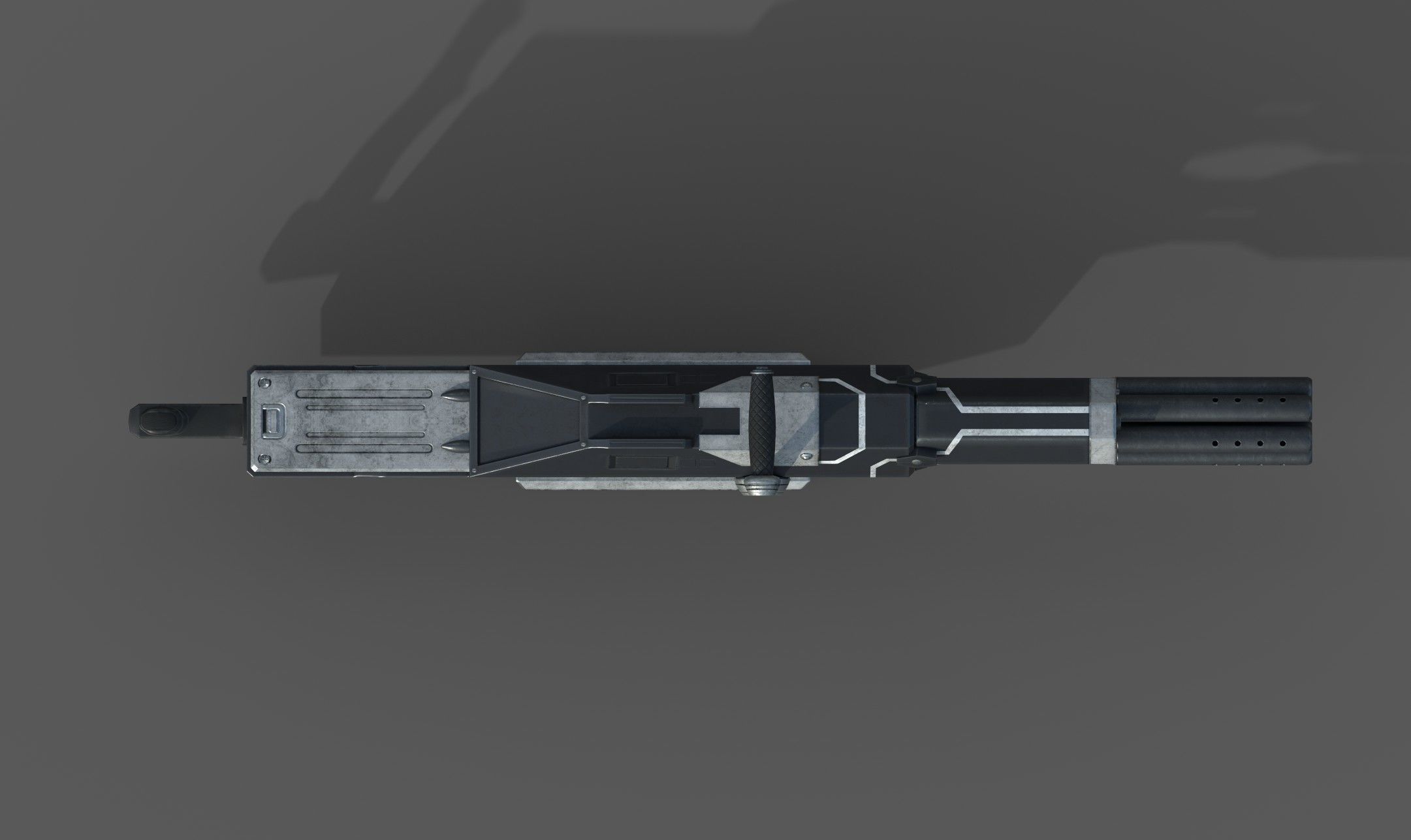 Futuristic minigun heavy weapon Low-poly 3D model_6