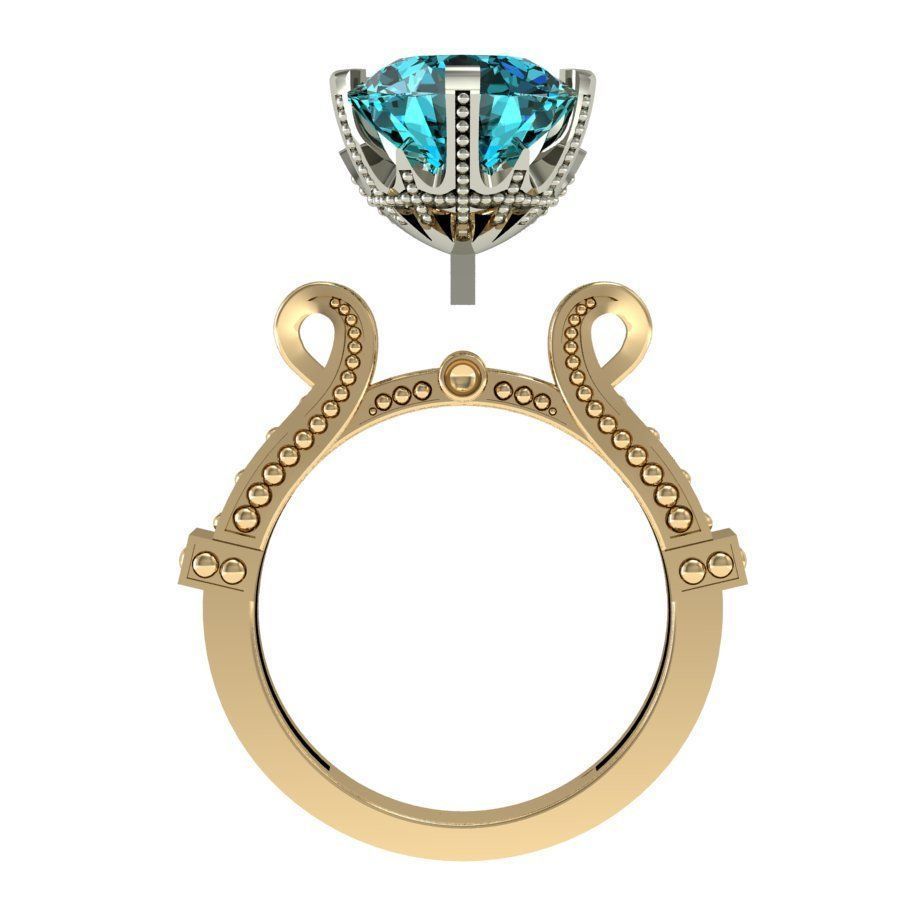 engagement ring with gems 3D print model_4