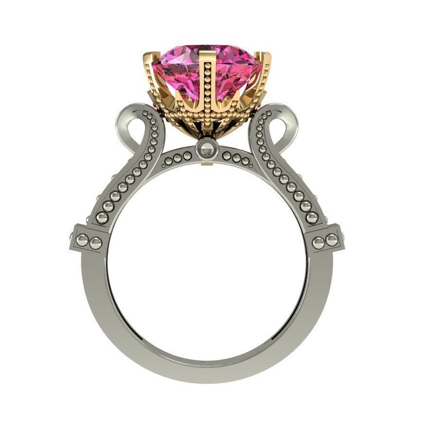 engagement ring with gems 3D print model_3