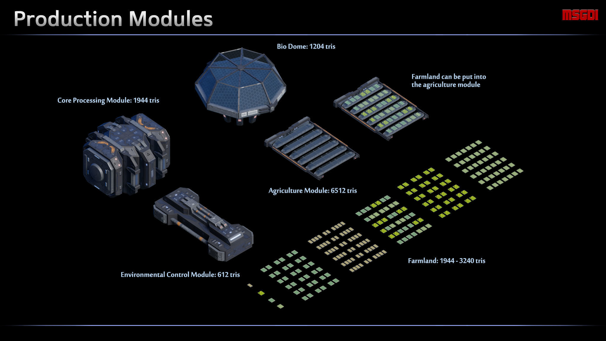 Modular Space Station Complex Low-poly 3D model_1